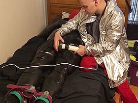 Jun 15 2022 - Rubber Boy In Rubber Has Fun With My Sweaty Shirt In Some Light Bondage