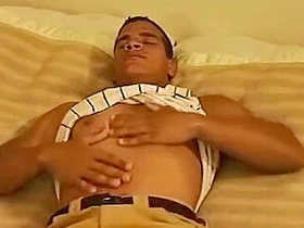 Latino Jacked-up Twink Masturbating On A Bed