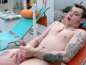 Ryan Fields In Inked Homo Peeing And Wanking Off Outdoors