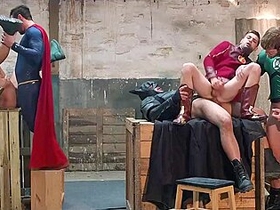 Francois Sagat, Colby Keller And Ryan Bones - In A Dceu-themed Gay Orgy
