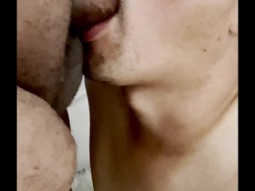 Amateur bisexual Latino twink sucks and gets cum dripping down chin