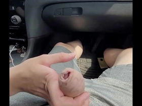 public car handjob and cumshot in mouth blowjob
