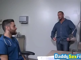 Muscle hunk Myles Landon pounds hairy doctor after rimming