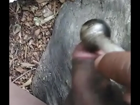 Dick rubbing pipe on dick
